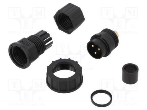 Conector: Redondos, Ficha, Tamanho D, Macho, Pin: 3, Dourado, 20a