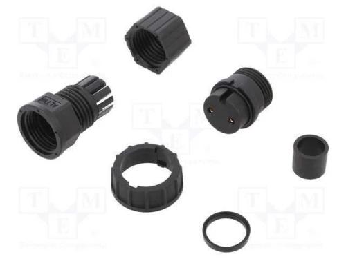 Conector: Redondos, Ficha, Tamanho D, Fêmea, Pin: 2, Dourado, 20a