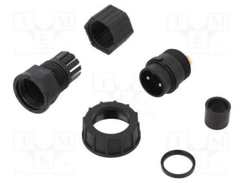 Conector: Redondos, Ficha, Tamanho D, Macho, Pin: 2, Dourado, 20a