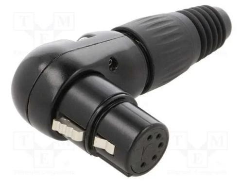 Ficha, Xlr, Fêmea, Pin: 5, Angulares 90, com Cabo, Solda, Preta