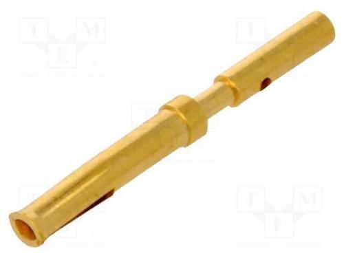 Contacto, fêmea, liga em cobre, dourado, 28AWG÷24.