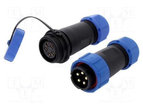Conector: Redondos, Macho + Fêmea, Pin: 5, 3a, Ip67, 500v, com Cabo