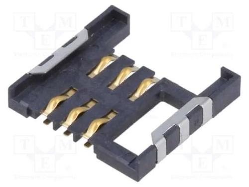 Conector: para Cartões, Sim, Sem Ejetor, Smt, Gold Flash, Pin: 6, 1a