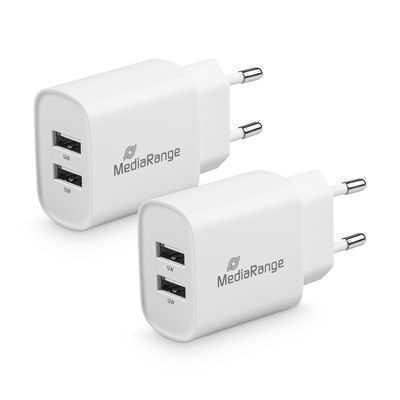 Mediarange Ladegerät 12w Mit 2x Usb-A, Weiß