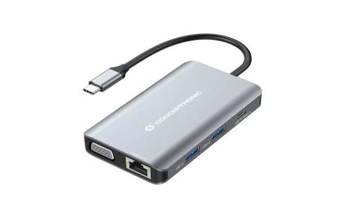Conceptronic Dock Usb-C->hdmi,Vga,Gbe,3xusb3.0,100wpd 0.25m
