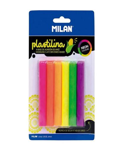 Blíster 6 Plasticinas de Cores Neon 70g Milan