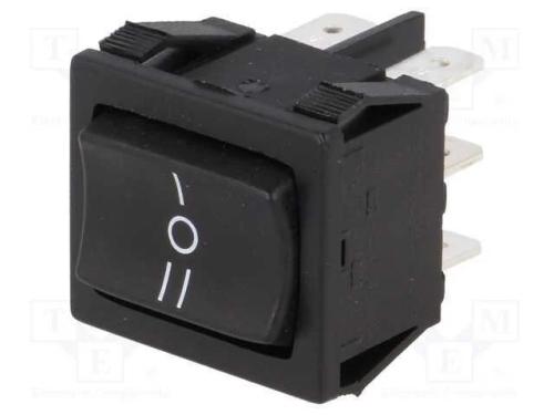 ROCKER, DP3T, Pos: 3, ON-OFF-ON, 10A/250VAC, 10A/.