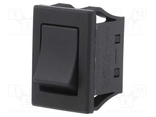 ROCKER, SPST, Pos: 2, ON-OFF, 10A/250VAC, 10A/30V.