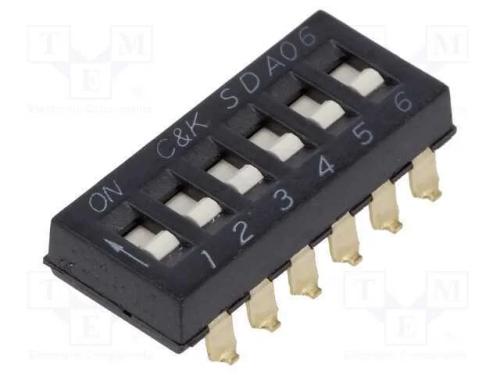Interruptor: DIP-SWITCH, Quantidade de secções: 6.