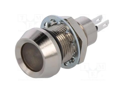 Luz indicadora: LED, côncavo, verde, 12VDC, 12,7m.
