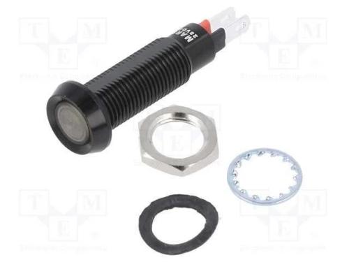 Luz indicadora: LED, côncavo, verde, 24÷28VDC, 8,.