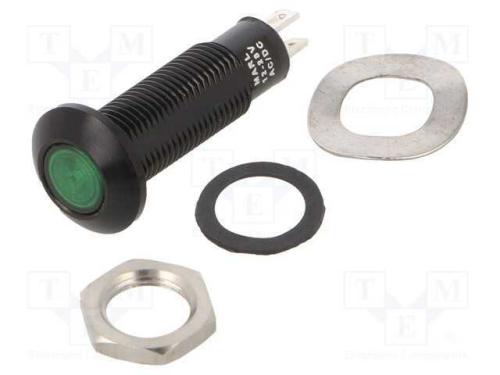Luz indicadora: LED, plana, verde, 12÷28VDC, 12÷2.