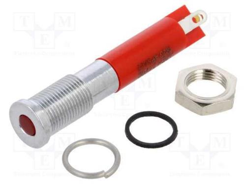 Luz indicadora: LED, plana, vermelho, 6mm, IP67, .