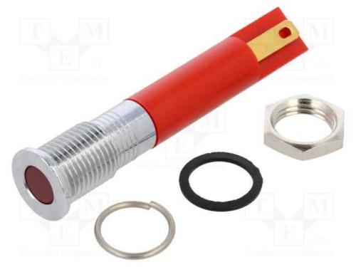 Luz indicadora: LED, plana, vermelho, 8mm, IP67, .