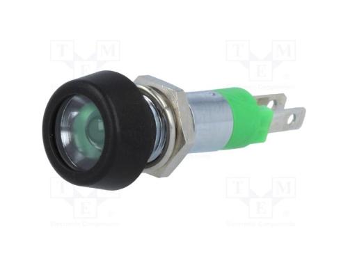 Luz indicadora: LED, plana, verde, 24÷28VDC, 24÷2.