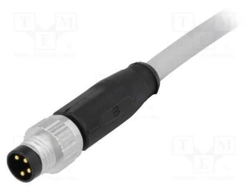 Conector: M8, Macho, Pin: 4, Simples, com Cabo, Ficha, 1m, Pvc