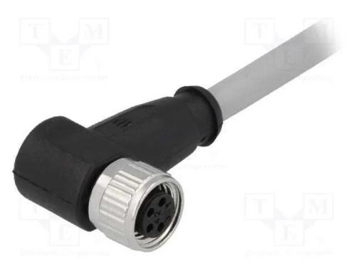 Conector: M8, Fêmea, Pin: 4, Angulares 90, com Cabo, Ficha, 2m, Pvc