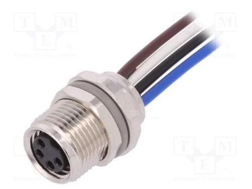 Conector: M8, 0,2m, Fêmea, Pin: 4, para Painel,Porca da Frente