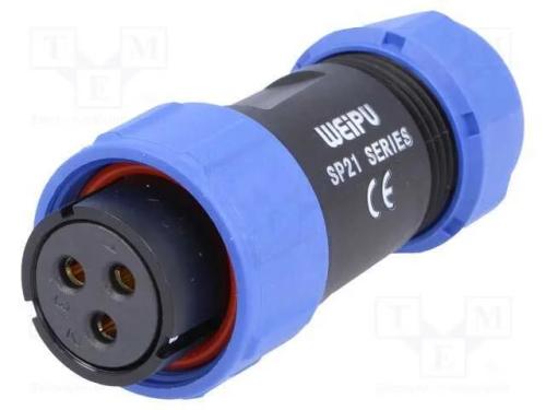Ficha, SP21, fêmea, PIN: 3, IP68, 7÷12mm, 30A, so.