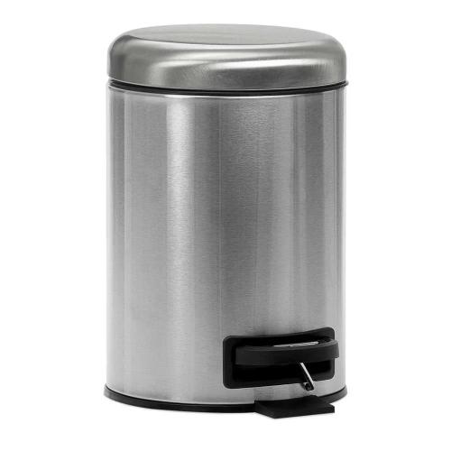 Caixote do Lixo Wc Metal Prateado 3l Andrea House