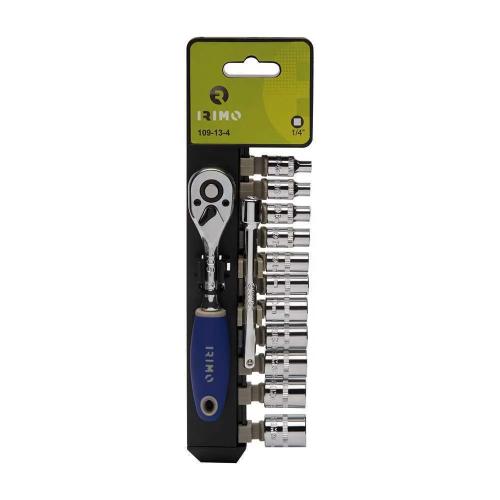 Conjunto de Chaves+Catraca+Extensão 1/4" 13 Peças.