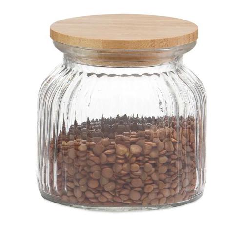 Frasco de Vidro e Bambu para Cozinha 600ml Ms72136 Andrea House
