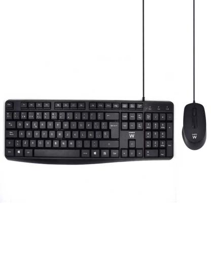 Teclado e Rato Ewent Ew3006 Preto Qwerty Espanhol