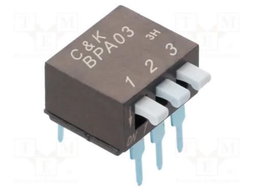 Interruptor: DIP-SWITCH, Quantidade de secções: 3.