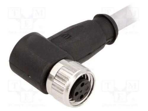Conector: M8, Fêmea, Pin: 3, Angulares 90, com Cabo, Ficha, 1m, Pvc