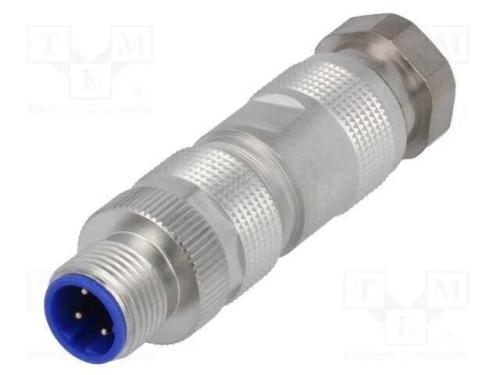Ficha, M12, Pin: 4, Macho, Código D-Ethernet, com Cabo, Idc, Simples