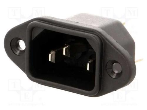 Conector: de alimentação, tomada, macho, 10A, 250.