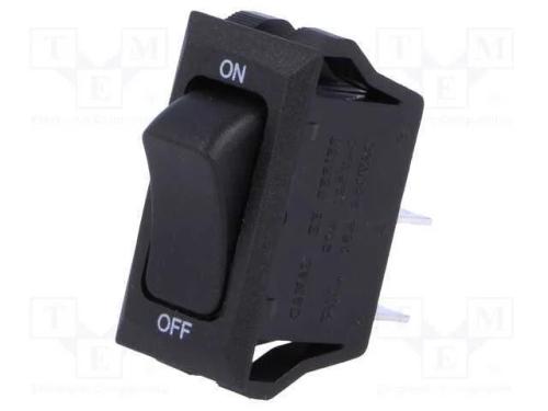 ROCKER, SPST, Pos: 2, ON-OFF, 16A/250VAC, preto-v.