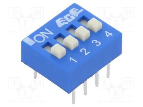 Interruptor: DIP-SWITCH, Quantidade de secções: 4.