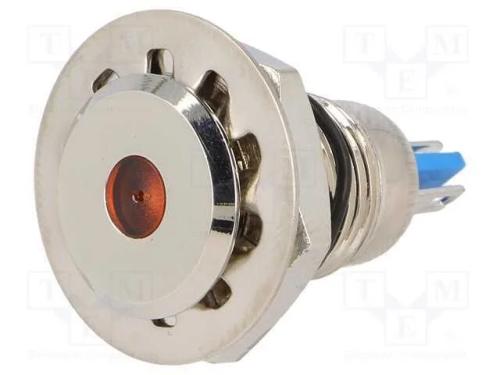 Luz indicadora: LED, plana, laranja, 24VDC, 12mm,.