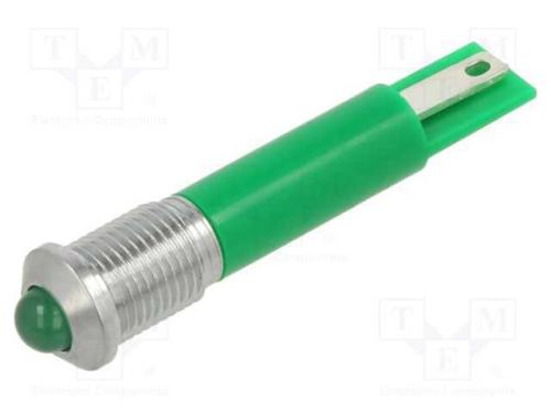 Luz indicadora: LED, convexa, verde, 8mm, IP67, l.