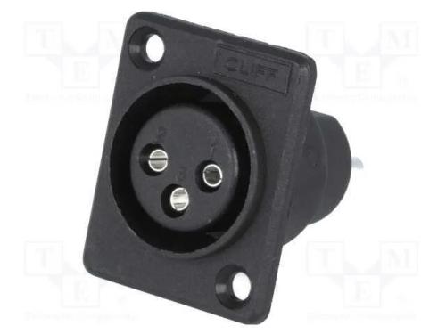 Tomada, Xlr, Fêmea, Pin: 3, para Painel,Roscado, Solda, Preta, 5a