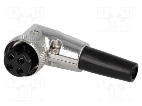 Ficha, de Microfone, Fêmea, Pin: 4, com Cabo, Angulares 90, 6mm