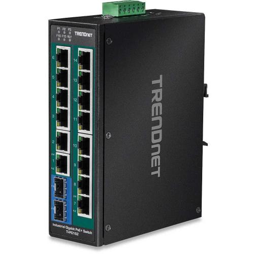 Trendnet Industrie Switch 16port Gbit Poe+ Metall Din-Rail