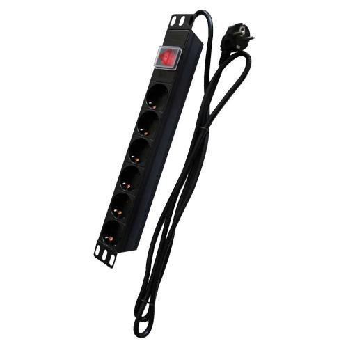 Tomada de Corrente Múltipla - Formato em Bastidor 1u - 6 Saídas Até 250vac / 16 a Máx. - Interruptor