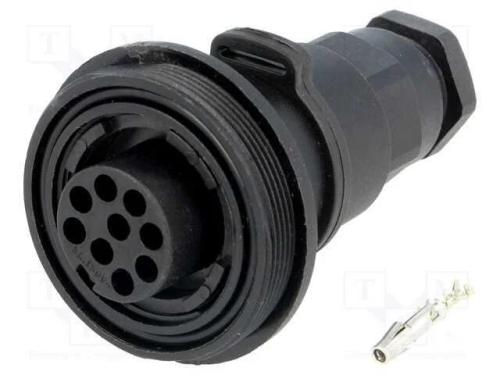 Conector: redondos, ficha, fêmea, PIN: 9, rosca e.