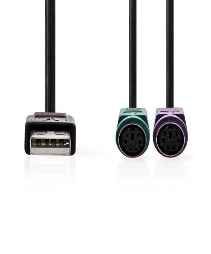 Cable 2 En 1 Usb 2.0 Usb-A Macho 2x Ps/2 Hembr.
