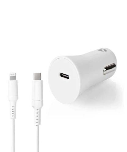 Carregador de Carro 20 W 1.67/2.22/3a Entrada Usb-C Cabo Lightning de 8 Pinos 1.0m