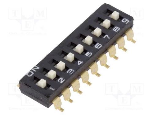 Interruptor: DIP-SWITCH, Quantidade de secções: 9.
