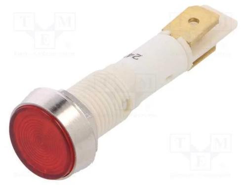 Luz indicadora: LED, plana, vermelho, 24VDC, 24VA.