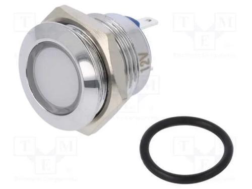 Luz indicadora: LED, plana, branco, 12VDC, 12VAC,.