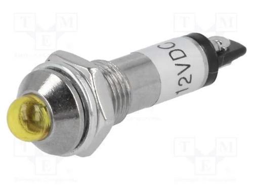 Luz indicadora: LED, convexa, amarela, 12VDC, 8,2.