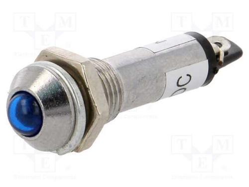 Luz indicadora: LED, convexa, azul, 24VDC, 8,2mm,.