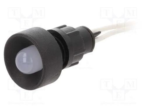 Luz indicadora: LED, côncavo, branco, 230VAC, 13m.