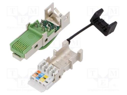 Ficha, RJ45, PIN: 8, Cat: 5, blindadas, dourado, .