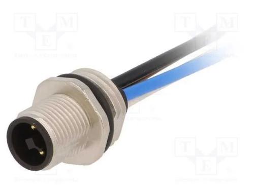 Tomada, M12, Pin: 4, Macho, Código T-Power, para Painel, Fios, Ip67